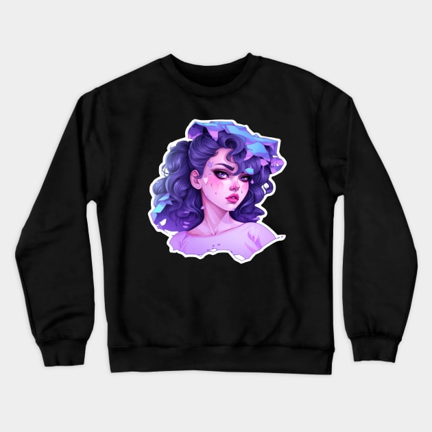 Vaporwave Girl Fairy Kei Mallsoft Crewneck Sweatshirt by Nightarcade